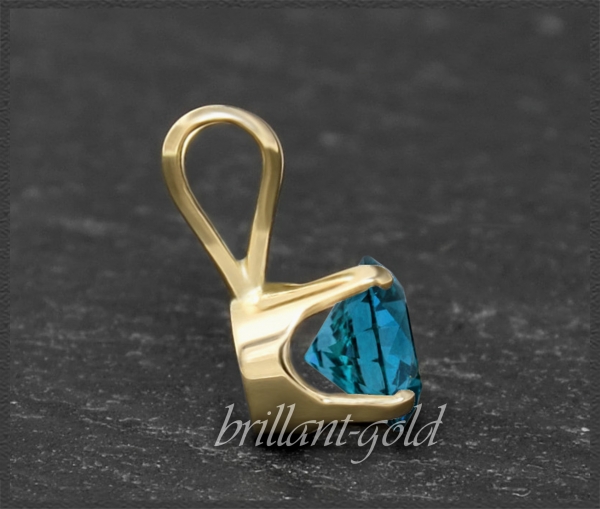 Brillant 585 Gold Anhänger, blau 0,10-0,50ct